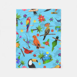 Toucan Flamingo och Arara Seamless Birds Mönster Fleecefilt