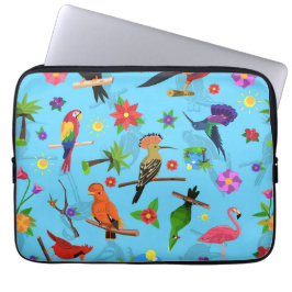 Toucan Flamingo och Arara Seamless Birds Mönster Laptop Fodral