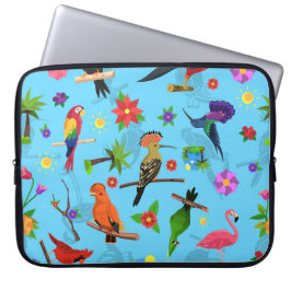 Toucan Flamingo och Arara Seamless Birds Mönster Laptop Fodral