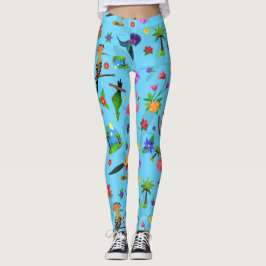 Toucan Flamingo och Arara Seamless Birds Mönster Leggings