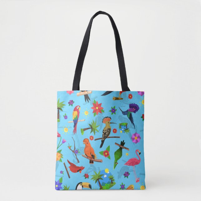 Toucan Flamingo och Arara Seamless Birds Mönster Tygkasse (Framsida)