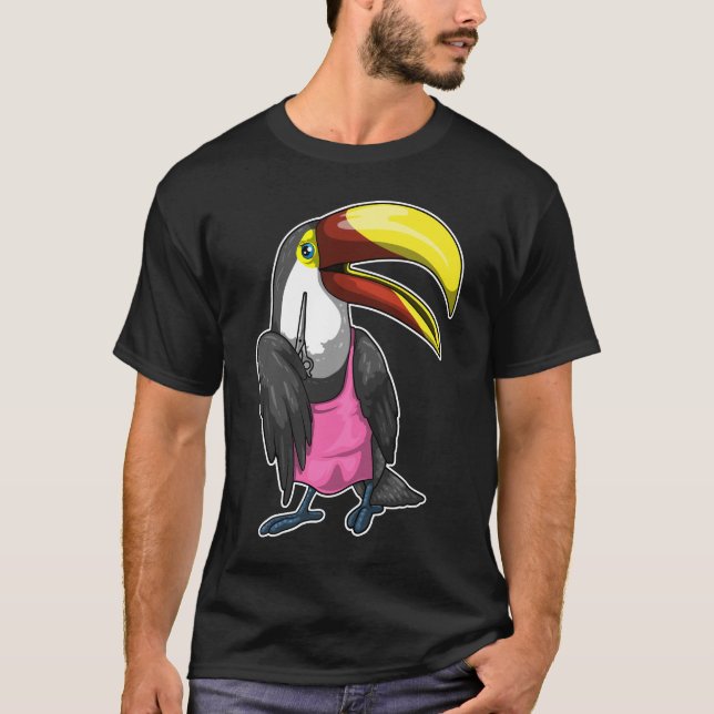Toucan Hairdresser Scissors T Shirt (Framsida)