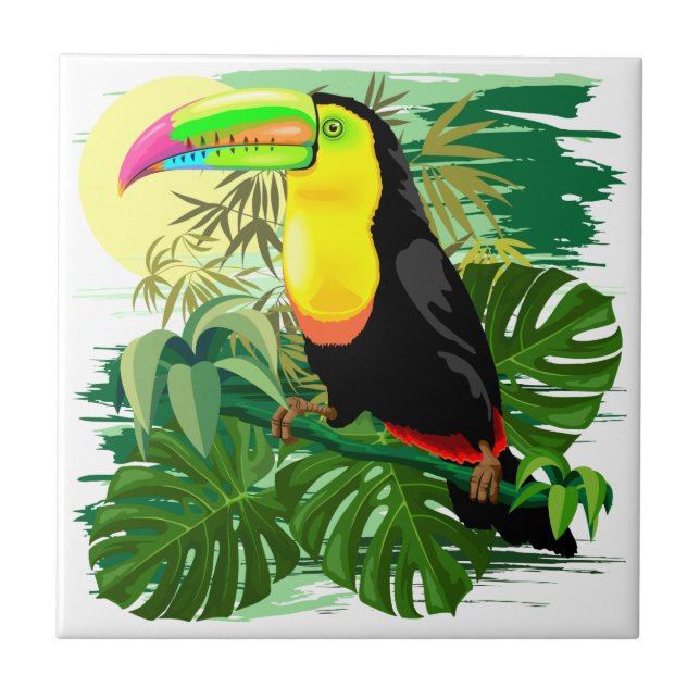 Toucan i den gröna Amazonia rainforesten Kakelplatta (Framsidan)