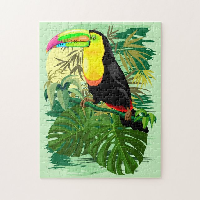 Toucan i den gröna Amazonia rainforesten Pussel (Vertikal)