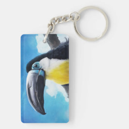 Toucan i digital tropisk fågelmålning för dimmig