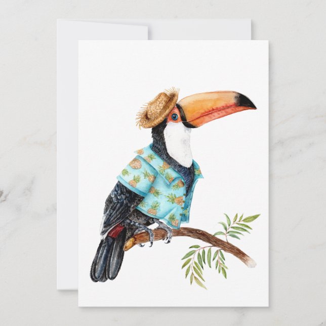 Toucan i Hawaiian shirt Tack Kort (Framsida)