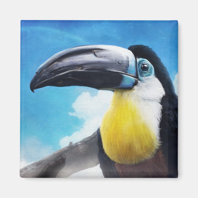 Toucan i Misty Luft digital tropiska fågelmålning Magnet (Framsidan)
