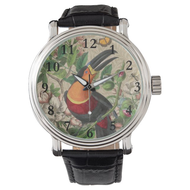 Toucan Jungle Tropical Bird BeSnyque Antique Armbandsur (Framsida)