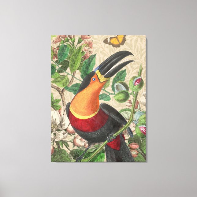 Toucan Jungle Tropical Bird BeSnyque Antique Canvastryck (Framsida)