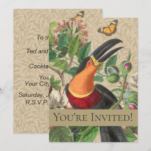 Toucan Jungle Tropical Bird BeSnyque Antique Inbjudningar