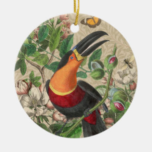 Toucan Jungle Tropical Bird BeSnyque Antique Julgransprydnad Keramik