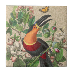 Toucan Jungle Tropical Bird BeSnyque Antique Kakelplatta