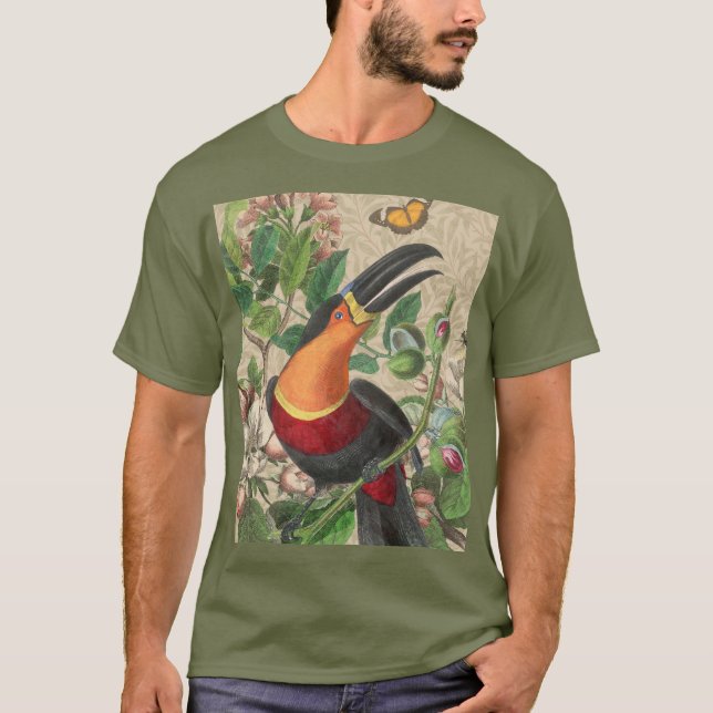 Toucan Jungle Tropical Bird BeSnyque Antique T Shirt (Framsida)