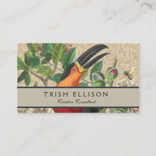 Toucan Jungle Tropical Bird BeSnyque Antique Visitkort