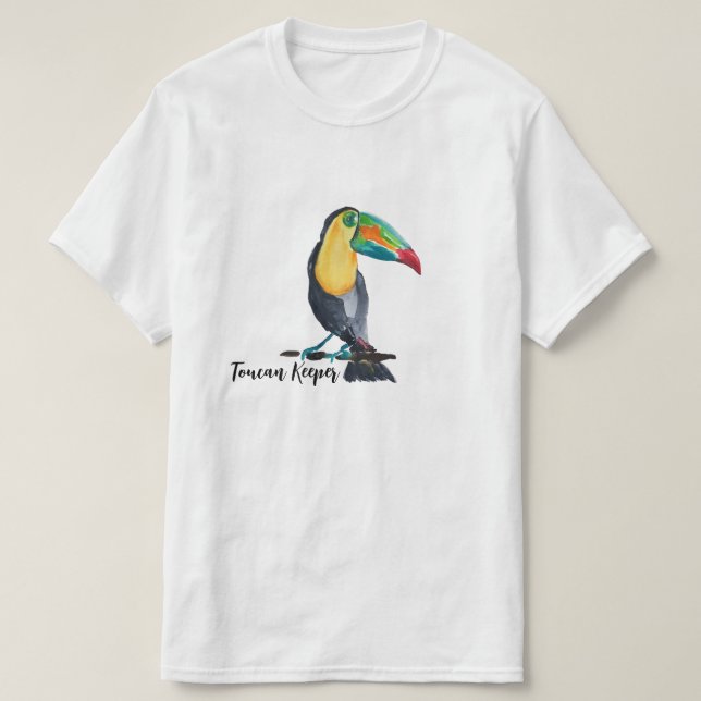 Toucan Keeper Vattenfärg Illustration T Shirt (Design framsida)