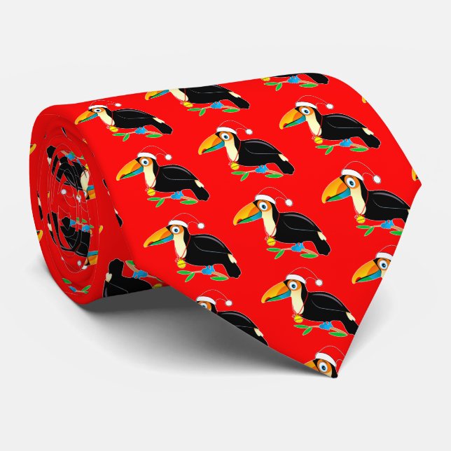 Toucan med Santa Hat Neck Tie Slips (Rullad)