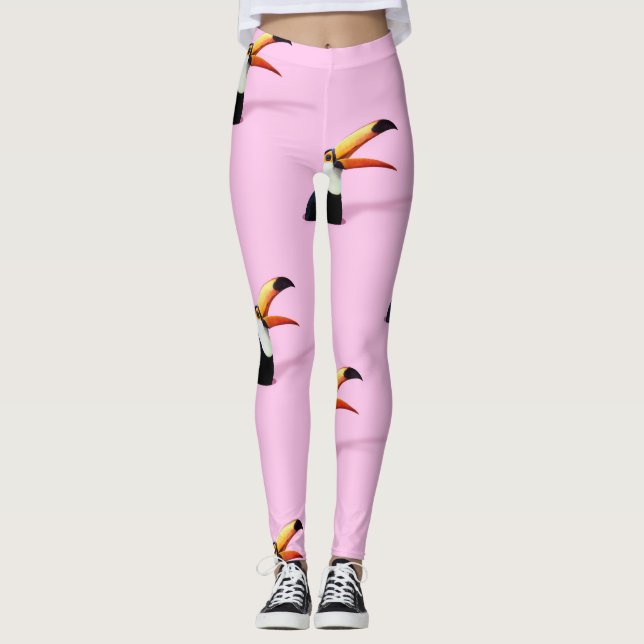 Toucan-meddelande: Tropical Rosa Paradise Leggings (Framsida)