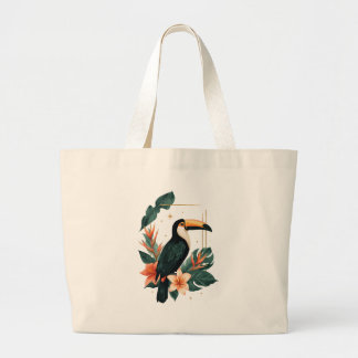 Toucan Muse Tropical Botanical Tote Bag Jumbo Tygkasse