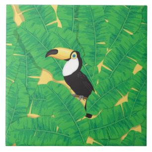 Toucan och Banana löv Kakelplatta