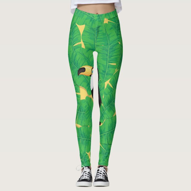 Toucan och Banana löv Leggings (Framsida)
