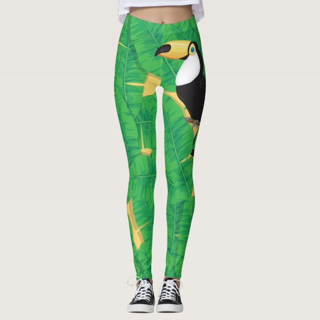 Toucan och Banana löv Leggings (Framsida)