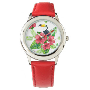 Toucan och tropiska bouquet armbandsur