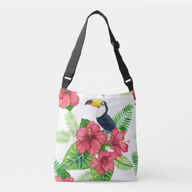 Toucan och tropiska bouquet axelväska (Framsida)