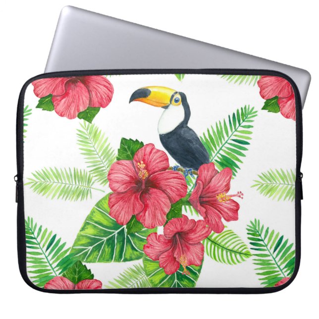 Toucan och tropiska bouquet laptop fodral (Framsidan)