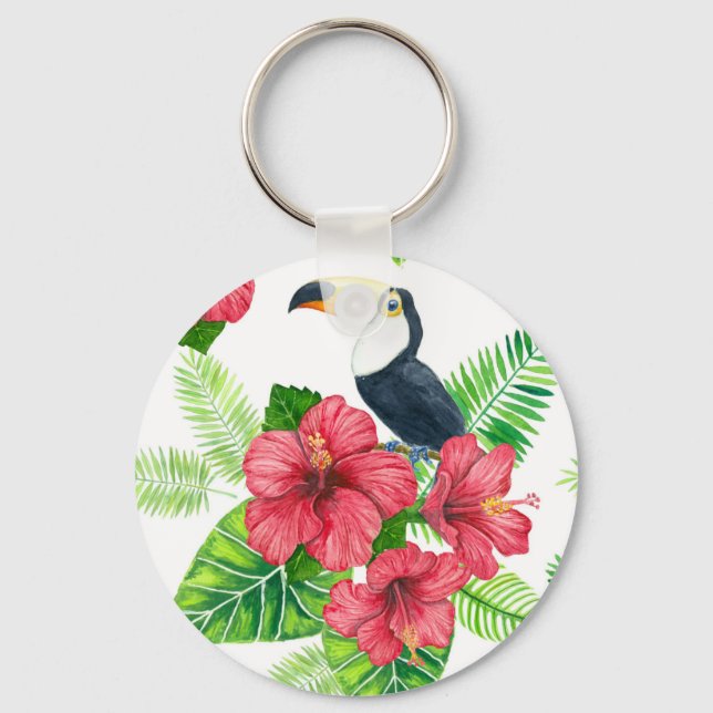 Toucan och tropiska bouquet nyckelring (Framsida)
