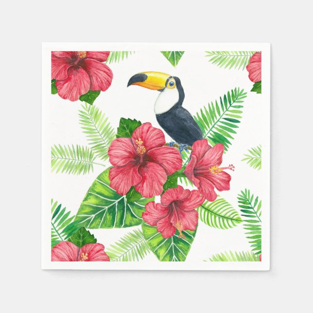 Toucan och tropiska bouquet pappersservett (Framsidan)