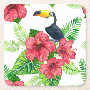 Toucan och tropiska bouquet underlägg papper kvadrat