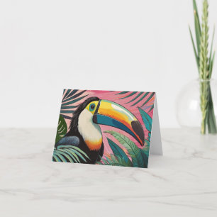 Toucan Oljemålning Rosa Stationery Kort