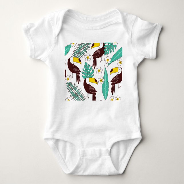 Toucan Orchid Vintage Handflatan Mönster T Shirt (Framsida)