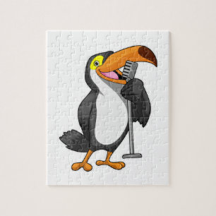 Toucan på Music med mikrofon Pussel