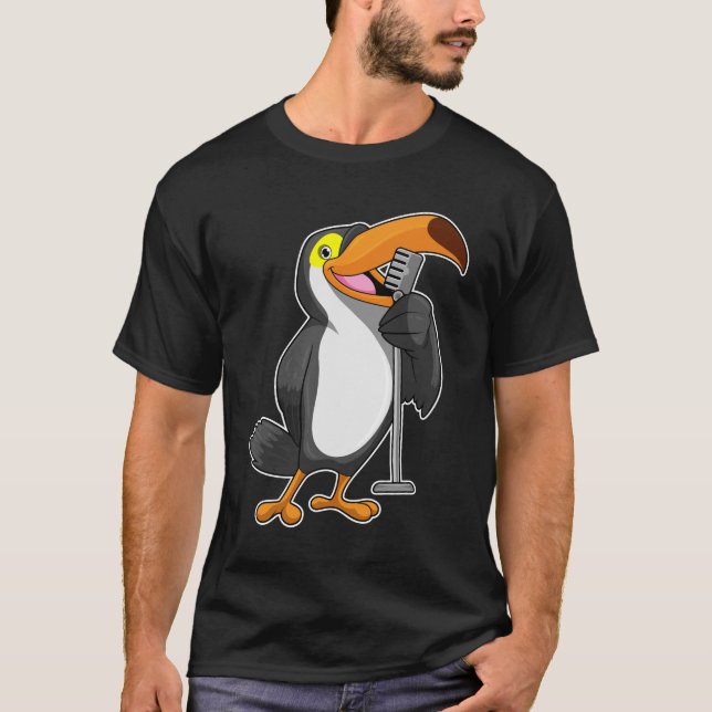 Toucan på Music med mikrofon T Shirt (Framsida)