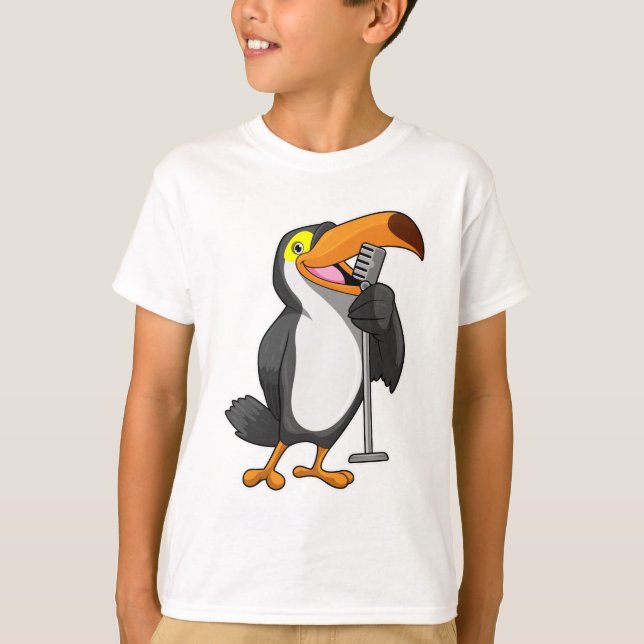 Toucan på Music med mikrofon T Shirt (Framsida)