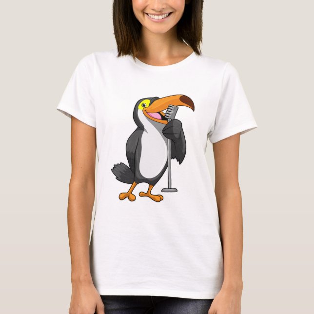 Toucan på Music med mikrofon T Shirt (Framsida)