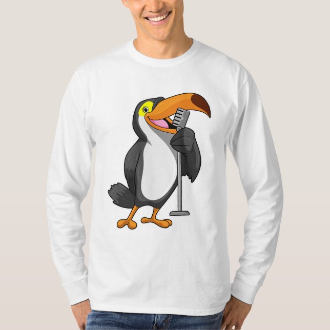 Toucan på Music med mikrofon T Shirt (Framsida)