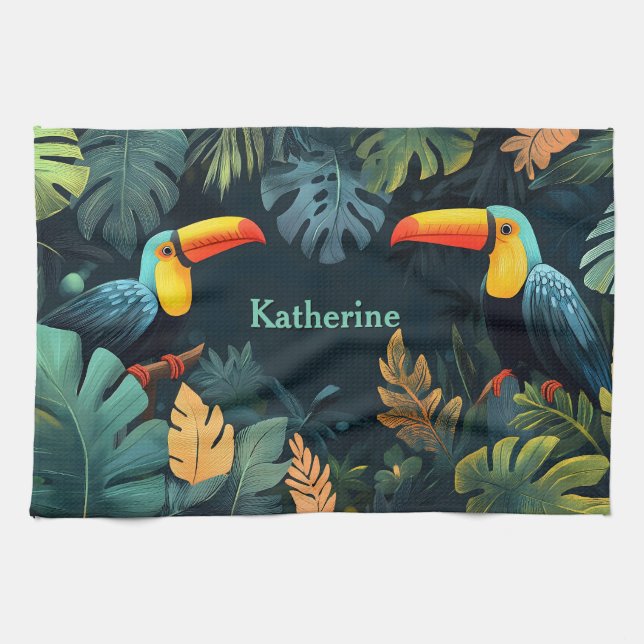 Toucan Paradise: Anpassade Design Kökshandduk (Horisontell)