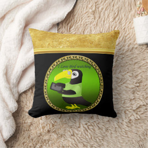 Toucan parrots med dator- och guld-folie kudde