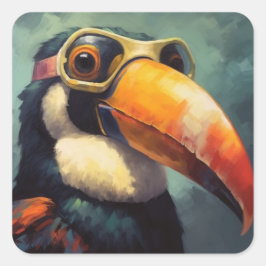 Toucan Pilot Fyrkantigt Klistermärke