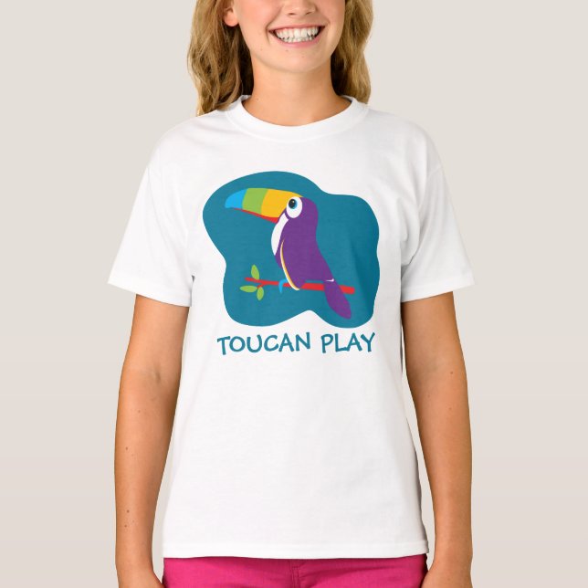Toucan play bird Graphics Tal-tjejer top Tee (Framsida)
