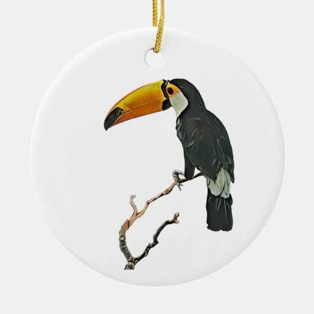 Toucan Porträtt Animal Tropical Bird Design Julgransprydnad Keramik (Framsidan)