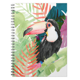 Toucan Porträtt med Tropical Löv Anteckningsbok