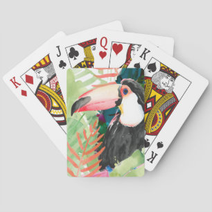 Toucan Porträtt med Tropical Löv Casinokort