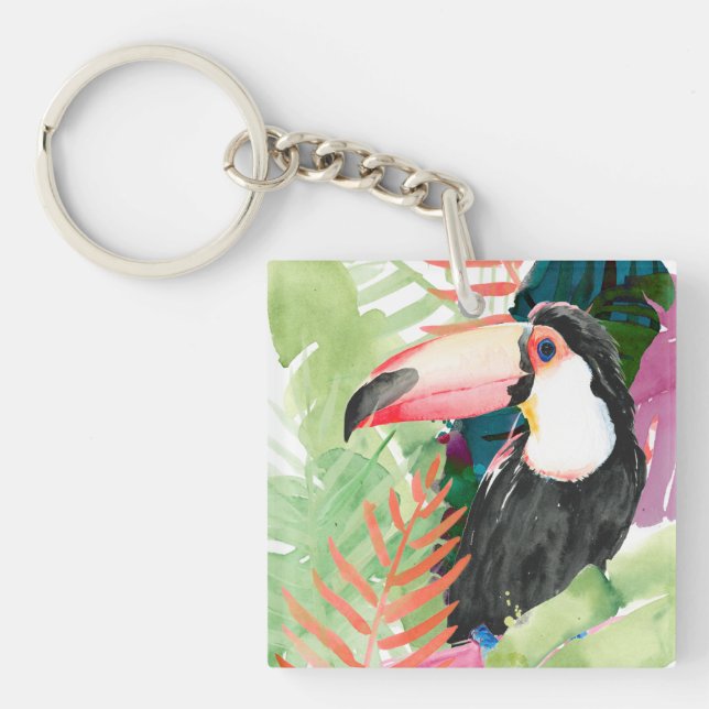 Toucan Porträtt med tropiska Löv (Framsidan)