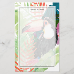 Toucan Porträtt med tropiska Löv Brevpapper