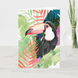 Toucan Porträtt med tropiska Löv Kort