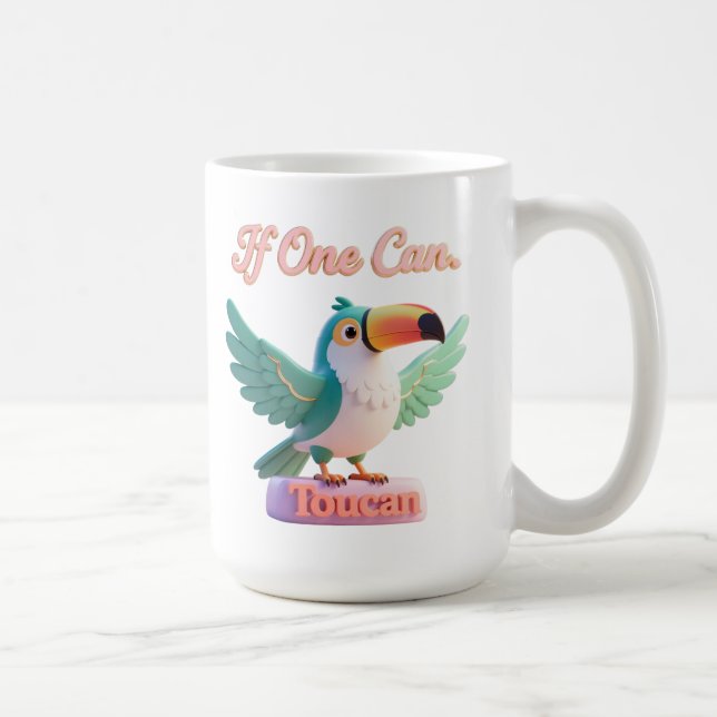 Toucan Pun Motivational Funny 3D Art Kaffemugg (Höger)