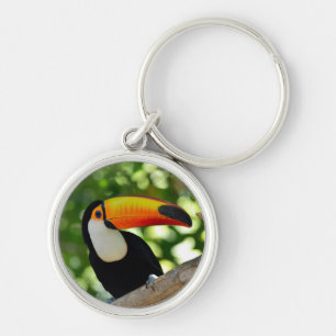 Toucan Rund Silverfärgad Nyckelring